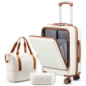 LUGGEX 3/5-Piece Hardside Luggage Sets, Spinner Suitcases with Front Pocket for Laptop, TSA Lock, Tote & Toiletry Bag for Travel & Business