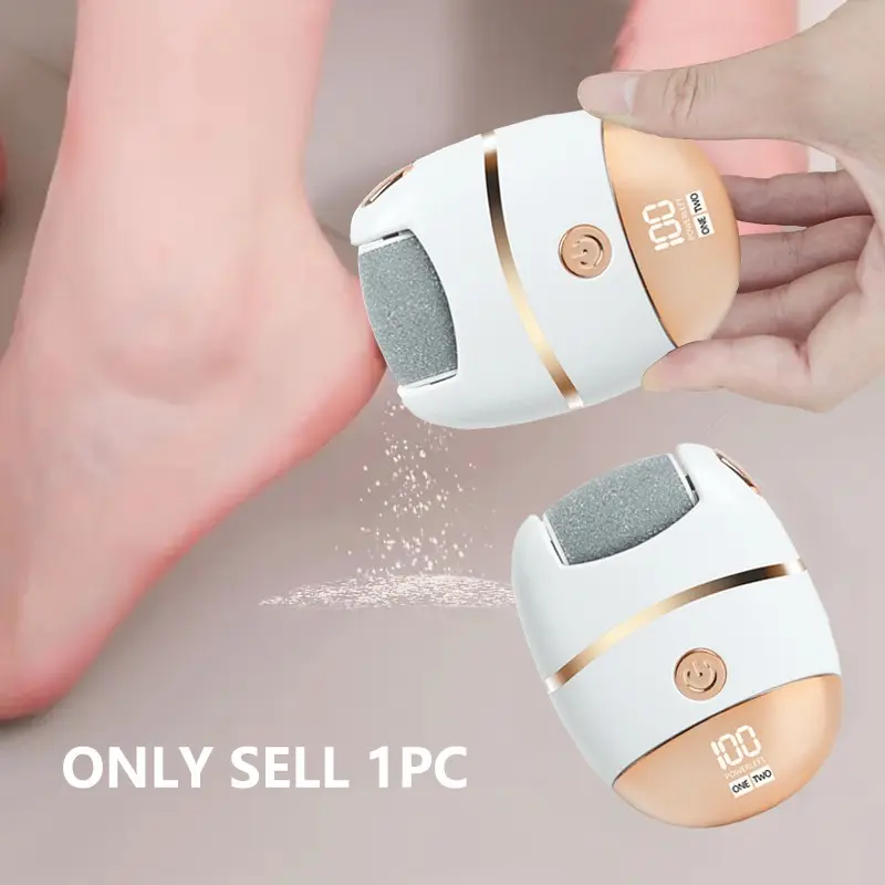 Rechargeable Electric Foot Polisher, Dead Skin Removal for Feet, 1 Box Portable Foot Polisher with 2 Counts Replacement Heads, Foot Care Tool for Women & Men, Pedicure Tool
