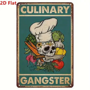 8x12in Chef Cooking Gangster Retro Aluminum Sign | Funny Kitchen Wall Art Decor for Home Bars Cafes Garages, Ideal Gifts for Chefs & Cooking Enthusiasts