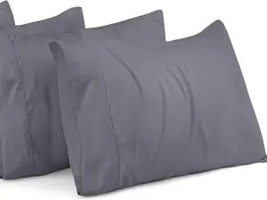 Queen Pillow Cases - Pack of 4 with Envelope Closure, Soft Brushed Microfiber Fabric, Shrinkage and Fade Resistant, Grey