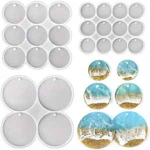 3pcs 25-Cavity Round Hole Pendant Silicone Mold for Epoxy Resin Casting, Plaster Tags & Craft Projects – Multi-Size Silicone Molds for Jewelry Making, Keychains, and Accessories