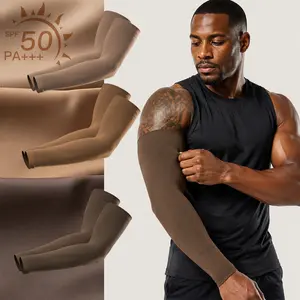 Ink Armor Sun Protection Sleeves for Brown Skin Tone Men Women UPF 50+, No-logo Tattoo Cover Up Compression Arm Sleeves for Tattoos, UV Protection Prevent Tattoo Fading & Ink Graying, Concealer for Work, Waterproof Breathable, No Slip Stretch Fit
