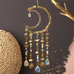 Moon & Sun Design Hanging Decor, 1 Count Creative Hanging Ornament with Pendant, Hanging Decor for Home Garden Courtyard Window, Wall Hanging Ornament