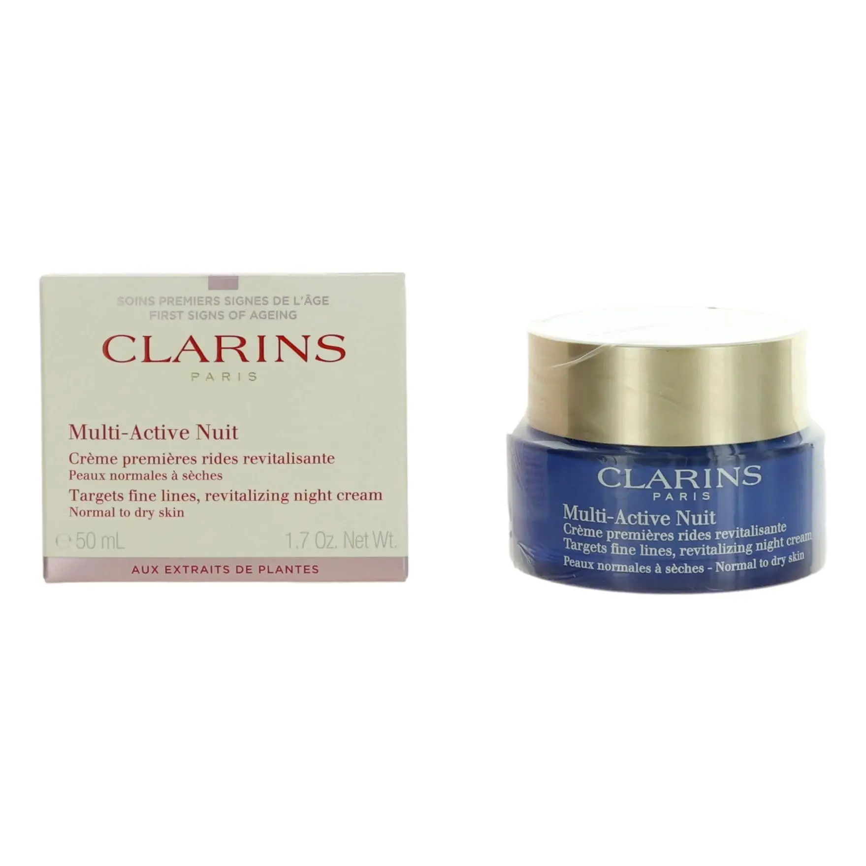 Clarins Multi-Active Nuit Anti-Aging Night Cream, Nourishing & Smoothing Moisturizer for Normal to Dry Skin, 1.6 oz