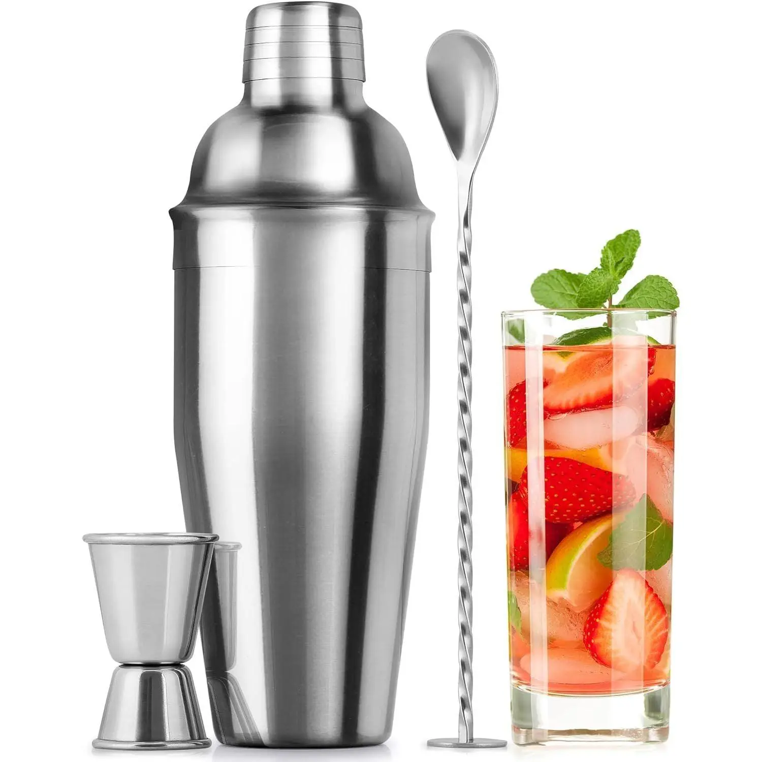 Zulay Cocktail Shaker Set - Detachable Stainless Steel Handy Mixer for Drinks and Stirring Stirring