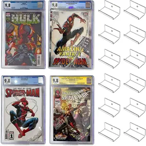 12 count Clear Floating Comic Book Display Shelves, Comic Book Shelf Stand Wall Mount Display, Comics Books Case Frame Holder, Comic Book Showcase Display Case