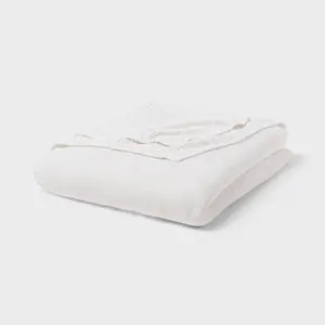 King Sweater Knit Bed Blanket White - Threshold