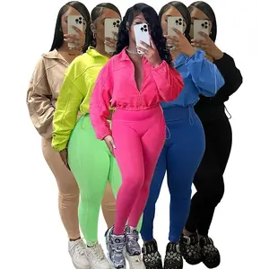 summer autumn clothes 2025 new Casual Tracksuit Sets Women 2 Piece Outfit Active Wear Drawstring Bomber Jacket and Leggings Sets