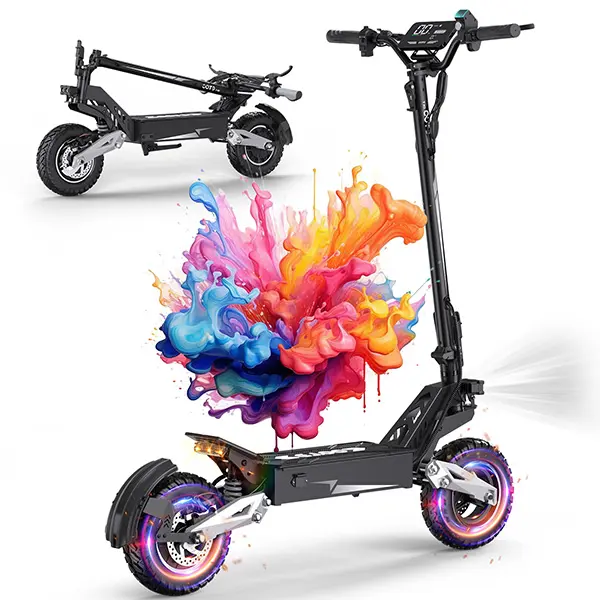 OOTD T10 Electric Scooter for Adults, 900W Motor 34 MPH Max Speed & 48V 13.5AH Battery Up to 60 Miles Range, 11 Inch All-Terrain Tires Folding E Scooter with Dual Suspension & HD LCD Display