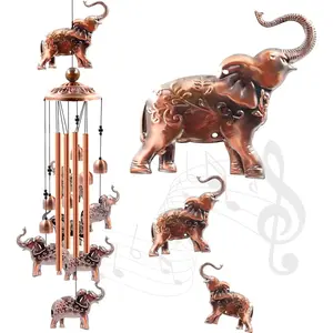 Wind Chimes Outdoor Clearance,  Elephants  Tube Windchime with S Hook,Patio Garden Decor, Housewarming .