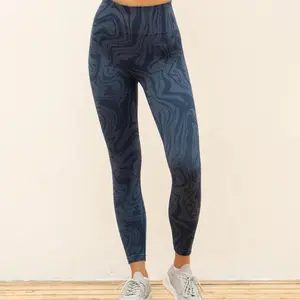 [JIL16-04] OCEAN SWIRL LEGGINGS, Full Length Marble Jacquard Leggings, 2025 Womenswear Bottom Gym Exercise Soft Seamless
