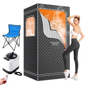 Garvee Portable Sauna Box for Home Use with 4L 1500W Steamer, Durable 600D Oxford Tent, Explosion-Proof Zipper, 99-Minute Timer, and Foldable Design for Relaxing Home Spa Experience
