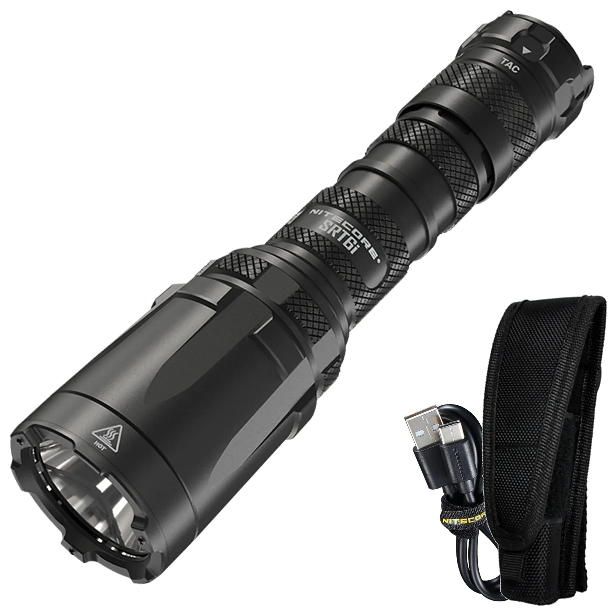 Nitecore SRT6i High-Lumen Rechargeable Steel Tactical Flashlight - 2100 lm Peak, 2100 / 30 Min, Long Throw, Rugged Fast Charge, Turbo Mode, with Lanyard, Holster, Batteries for Home Improvement, Outdoor Use, Adult
