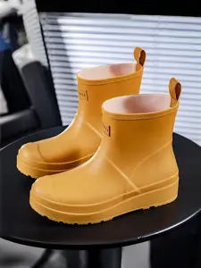 Women's High-End Thick Sole Rain Boots, Duck Boot, Fashion Waterproof Anti-Slip PVC Water Shoes, Outdoor Use, Multiple Colors Available, Waterproof Footwear