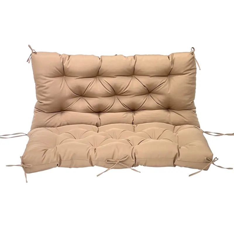 40x40in Thickened Durable Polyester Outdoor Garden Swing Chair Cushion - Back Support, Khaki Square Tufted Patio Cushion with Secure Ties, Soft Weather-Resistant All-Seasons Seat Mat for Porch Relaxation