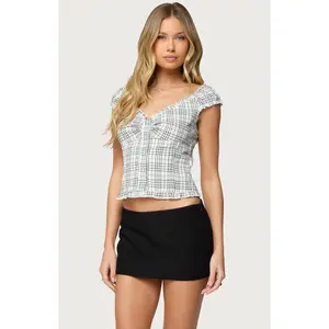 Edikted Women's Dolsy Plaid Button Up Top
