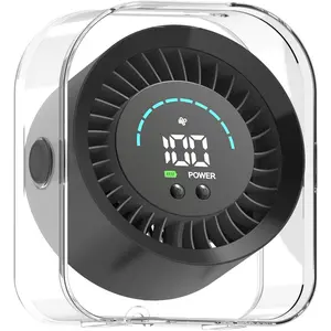 Rechargeable Small Desk Fan Quiet, 4000mAh Portable Mini Fan USB Table Fan with 100 Speeds Turbo Flow, 360? Adjustable, LED Display, Desktop Cooling Fans for Bedroom Office Travel - Black