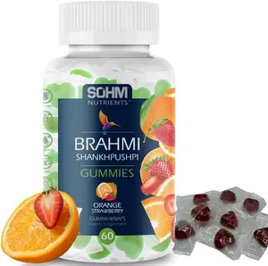 SOHM Brahmi and Shankhpushpi Gummies 60 Count Individually Wrapped Supports Immune System Vegetarian Without Gluten Amla & Ashwagandha Extracts Natural Healthcare