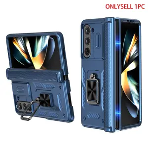 Military Grade Folding Lens Slide Window Protection Strap Hinge 360 Degree Rotating Stand Shockproof Case for Samsung Galaxy Z Fold7/6/5