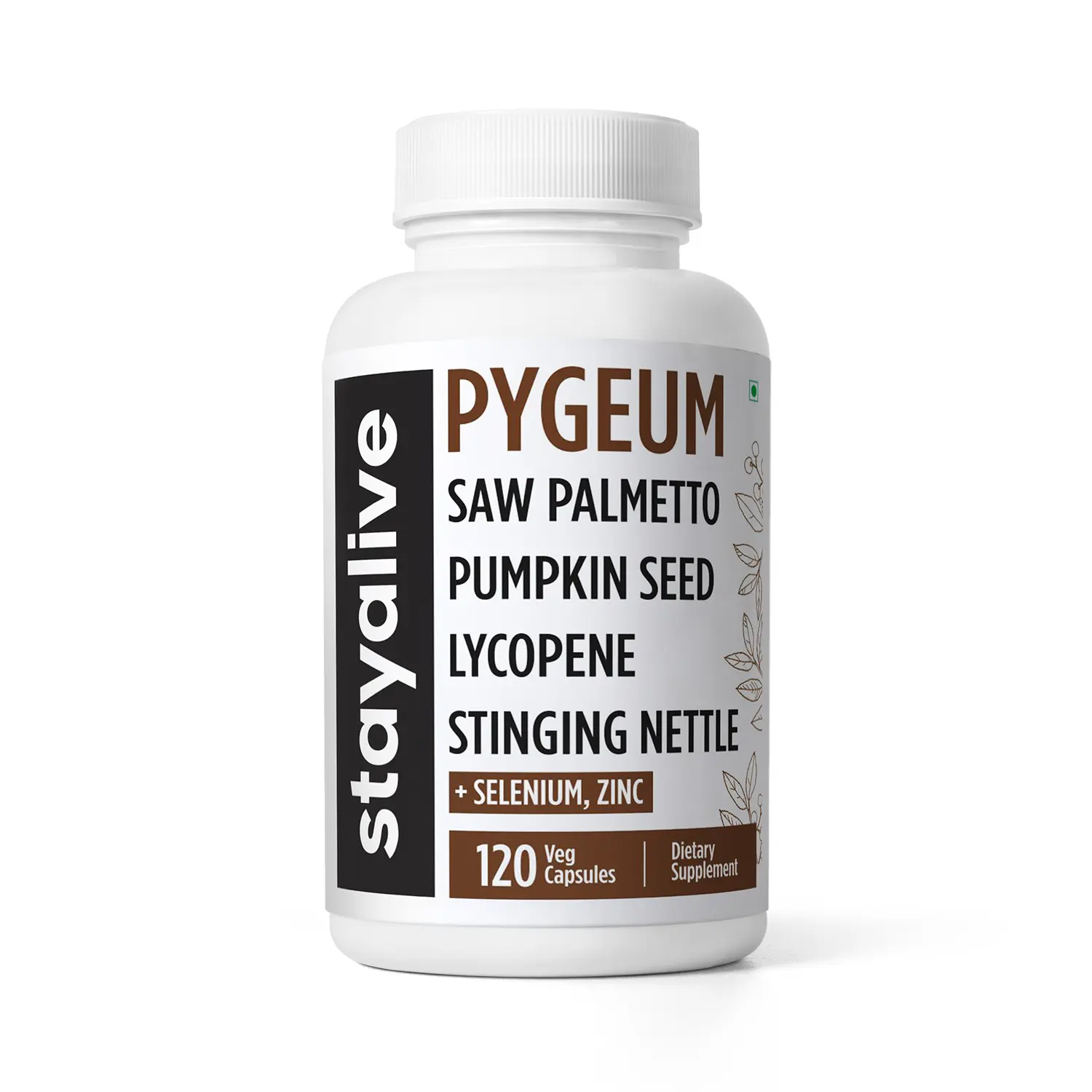 Pygeum Africanum Supplement, 7-in-1 Extract w/Saw Palmetto, Pumpkin Seed, Stinging Nettle and Lycopene, 120 Capsules, Non-GMO & Gluten-Free Supplement