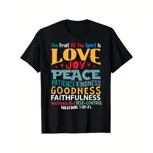 [100% Cotton] 100% Cotton Fruit of The Spirit Bible Verse T-Shirt Christian Religious Easter Gift Tee, Funny Shirts, Mens Graphic T-shirts,, Soft and Comfortable Short Sleeves