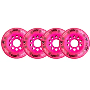 Labeda Whips Roller Hockey Wheels - Pink Soft 80mm - 4-Pack with Evo Spacers