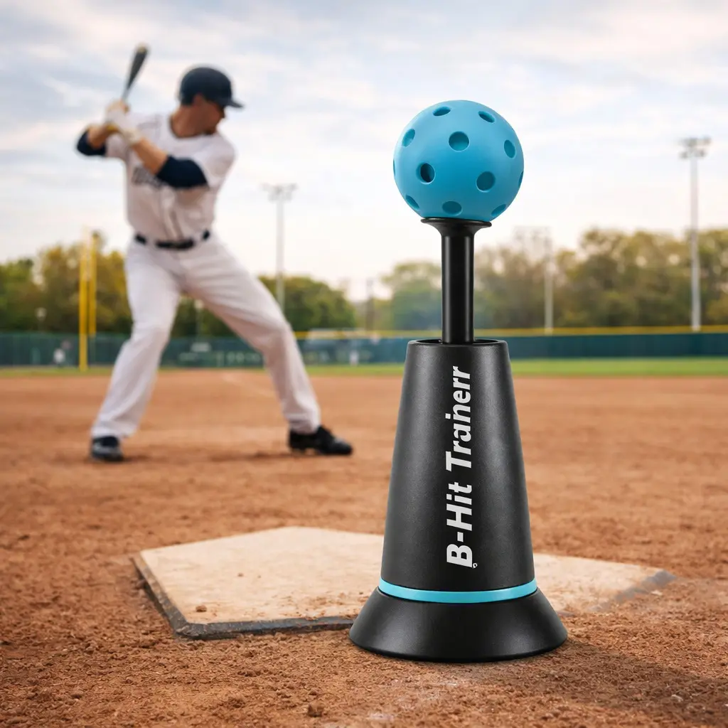 Unisex Kids' Baseball Batting Tee Set, Adjustable Plastic Sports Trainer with Stable Base for Outdoor Practice Hitting, Training, 1 Base + 3 Balls, Stabilizer, Ball Baseball Training Equipment, 1+3 Balls
