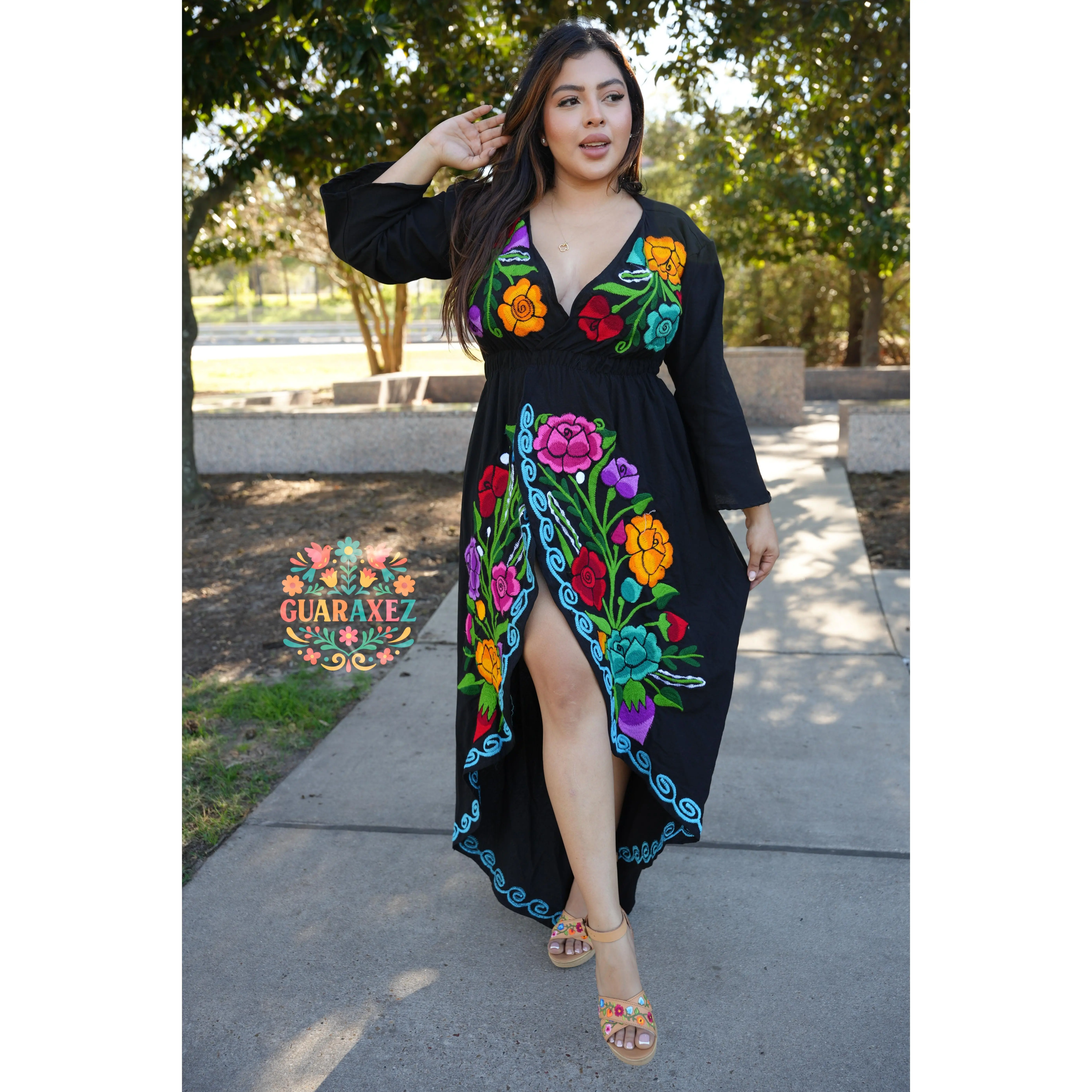 Solange Mexican Dress - Casual Women's Dress with Embroidery, Stretchy Fabric, Fits Summer Wear, Coordinate Style