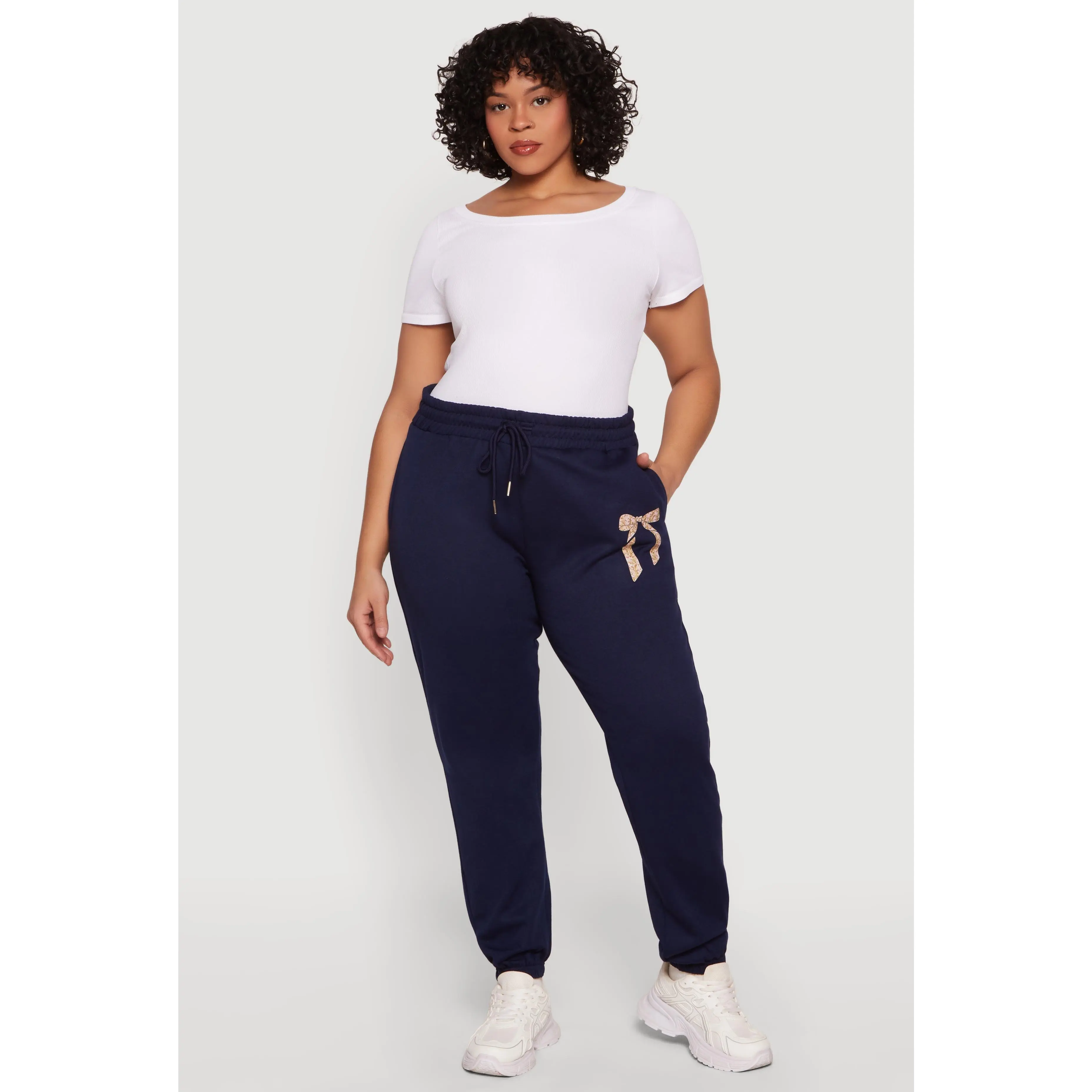 Plus Size Bow Graphic Detail Sweatpants