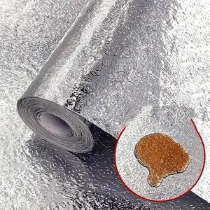 23.6"x118" Oil Proof Kitchen Backsplash Sticker Waterproof Self Adhesive Aluminum Foil Contact Paper Peel and Stick Wall Floor Cabinet Liner Heat Resistant Renter Friendly DIY Home Decor