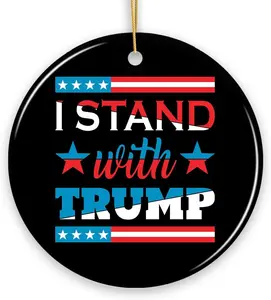 I Stand with Trump Christmas Ornament, MAGA Gift and Tree Decoration (Circle)