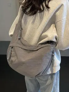 Women's Solid Large Capacity Crossbody Bag, Fashionable Shoulder Bag for Daily Commute, Casual Trendy Versatile High-quality Bag, Adjustable Strap Bag