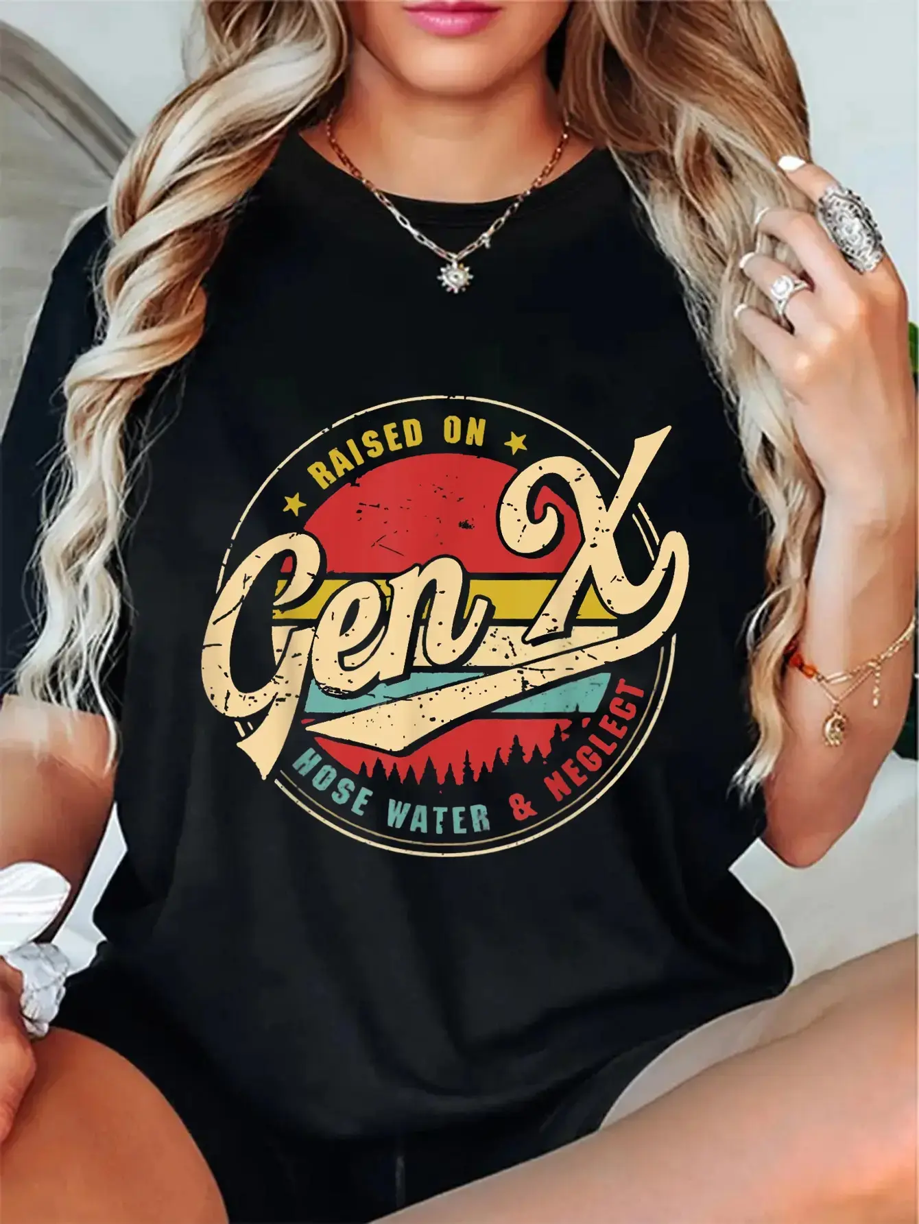 Cotton Unisex Vintage Gen X Raised On Hose Water And Neglect T-Shirt