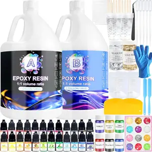 Epoxy  2 Gallon Kit, Clear  Epoxy,  Kit - High-Gloss,No Bubbles, Not Yellowing, Self-Leveling Art  Casting  for DIY Art,Crafts,,Table Top, &  Molds