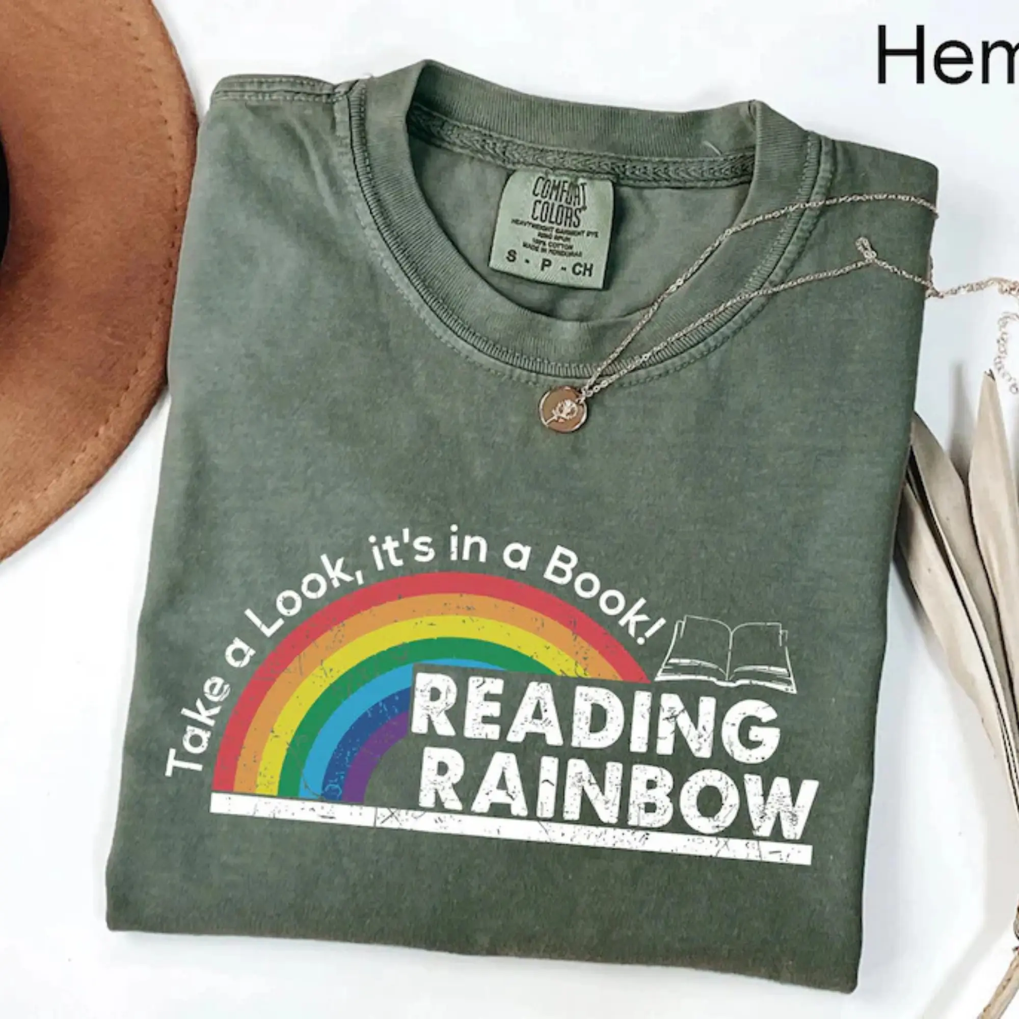 Comfort Colors Take a Look It's in a Book Shirt, Reading Rainbow Shirt, Book Lover Tee, Funny Bookish Shirt, Librarian Tee, Book Club Shirt