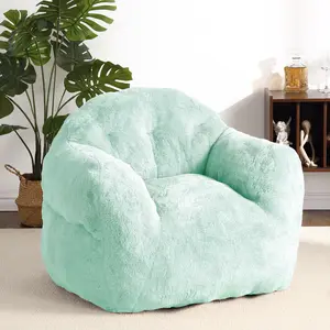 【Christmas Gift】Light green-M 39 Inch Bean Bag Plush Comfort Filler Included Armrest Design Leisure Seating All Ages Living Room Bedroom Relax
