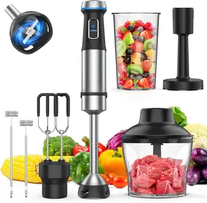 Immersion Blender Handheld, 6 in 1 Hand Blender Stainless Steel , 15 Speed Stick Blenders Electric, 800ml Mixing Beaker, 600ml , Whisk, Frother, Potato Masher