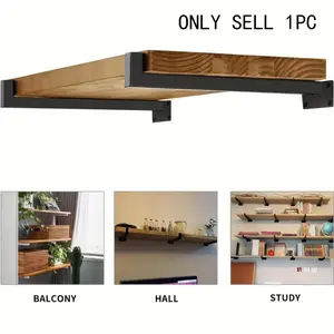 1PC  Floating Shelf Brackets, Heavy-Duty Industrial Shelf Brackets, Black Metal Shelf Brackets, Wall Mounted Brackets, Multi-Functional Shelf Accessories
