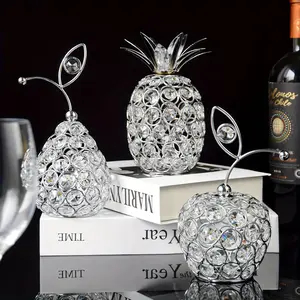 Set of 3  Metal Pineapple Pear Table Centerpiece Handmade  Candlestick Hollow Fruit Ornament Home Party Wedding Holiday Bar Decoration (, Set of 3)