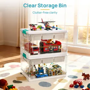 [Video Only] Vtopmart 2 Pack 24QT Plastic Storage Box for Arts Crafts Stationery Kids Building Blocks Sewing Kit & Small Tools New Year Gift