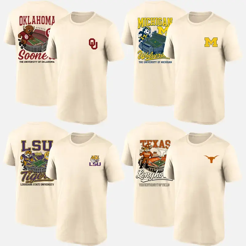 [FREE SHIP] Vintage All Teams Football T-Shirt Sand Color for Men Women, College Mascots Graphic Tee, Retro Game Day Sports Fan Shirt, Soft Cotton Unisex Apparel