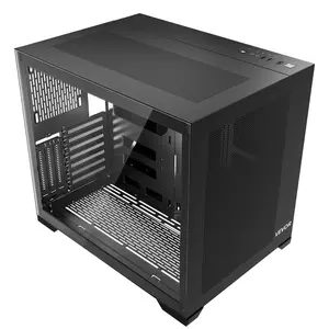 VEVOR Mid-Tower PC Case, Dual Chamber, Gaming Computer Case with Tempered Glass Panels, Magnetic Dust Filter, Cable Management, for GPU up to 410 mm in Length, Compatible with ATX/M-ATX/ITX, No Fan