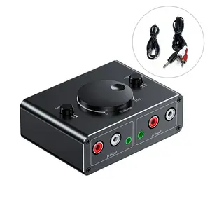 2RCA/3.5mm Audio Switcher with One Input and Two Outputs, 2RCA to 3.5mm Bidirectional Converter with Two Inputs and One Output, Plug and Play, Converter for Amplifier, Audio, PC, Mobile Phone and DVD