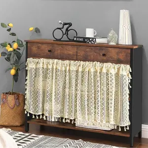 Lace Curtain, 1 Count Boho Style Short Curtain, Kitchen Cabinet Door Curtain, Home Decoration Curtain, Home Decor for Living Room Bedroom Kitchen