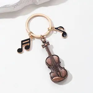1/20pcs Creative Retro Violin Music Keychain | Fashion Classic Retro Trend, Car Bag Pendant, Gift for Friends and Family, Souvenir, Zinc Alloy, Ring Buckle
