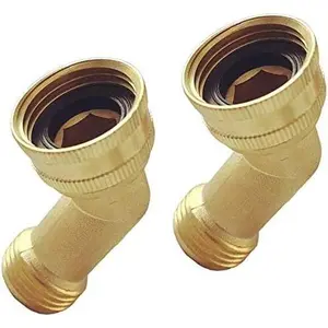2 count Brass Garden Hose Elbow Connector 45  Hose Extender Adapter