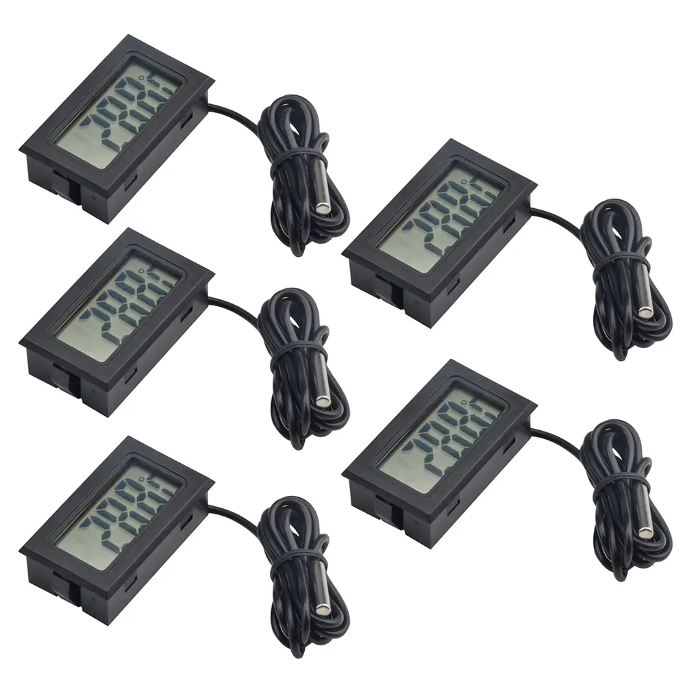 5PCS Digital LCD Thermometer Temperature Digital LCD Fridge Thermometer Water Temperature With Probe For DIY Teaching Device Without Battery