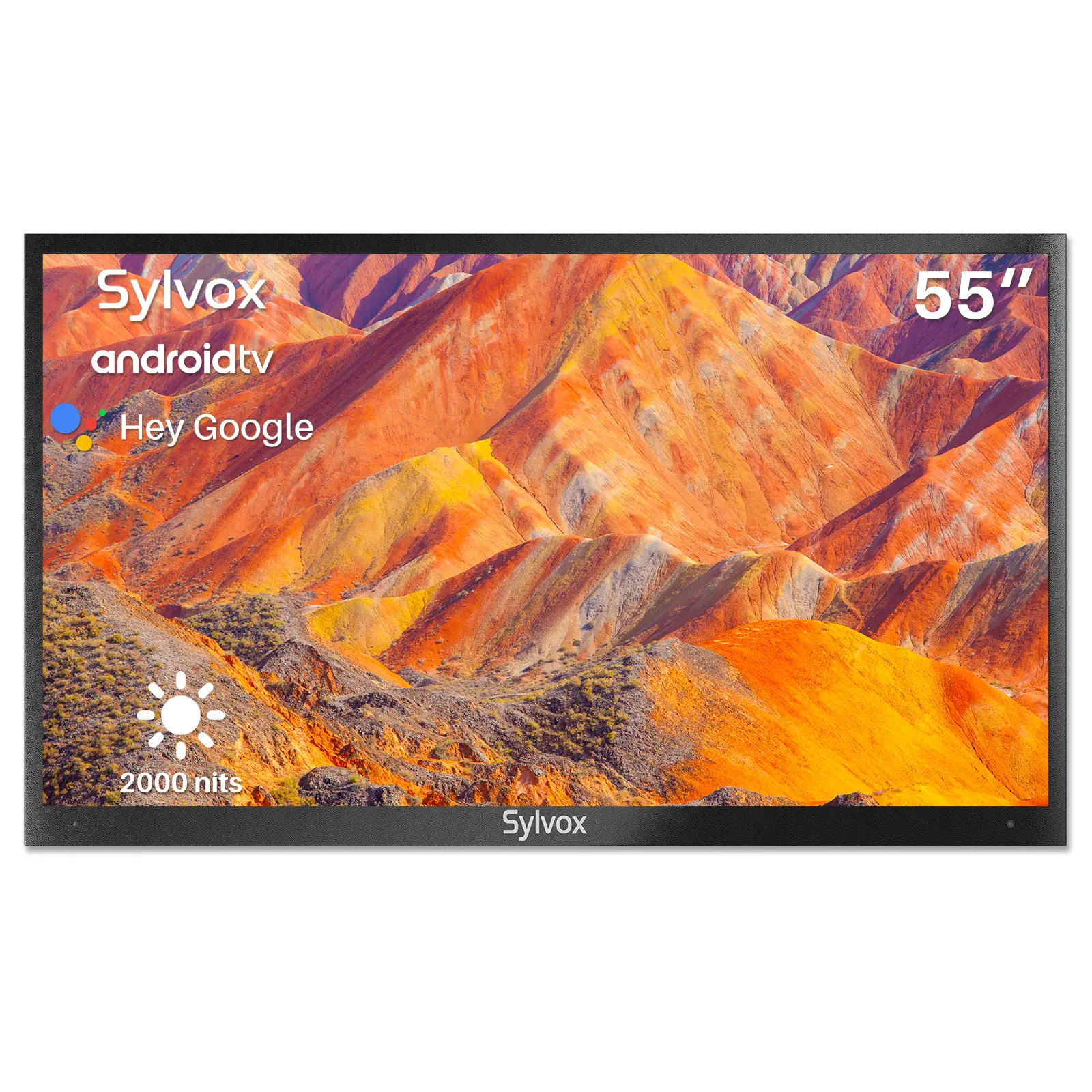 Sylvox Full Sun Outdoor TV, 4K UHD Smart Android Television IP55 Waterproof 2000 Nits High Brightness (Pool Pro Series)