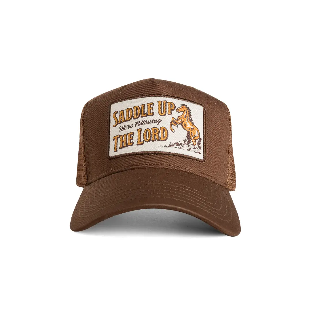 Saddle Up Trucker Chocolate - Rodeo In The Sky Mesh Back 5-Panel Structured Cotton Snapback Trucker Cap