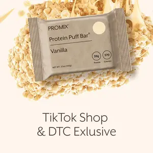 Promix Giant Protein Puff Bars – 39g Protein Low Sugar (7g) – Marshmallow Crispy Treat–Style – Whey Isolate – 6 Bars – Vanilla